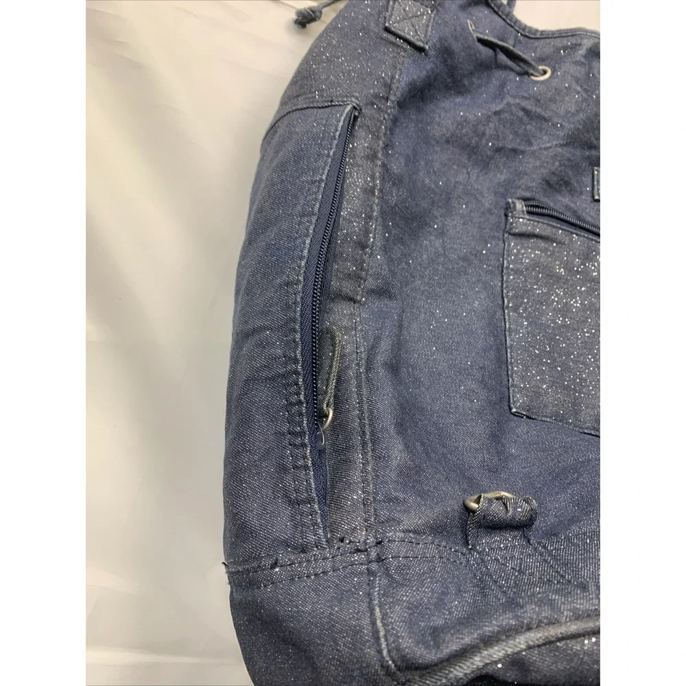 Disneyland Resort Tinker bell Glitter Blue Denim Shoulder Backpack‎ Travel Bag